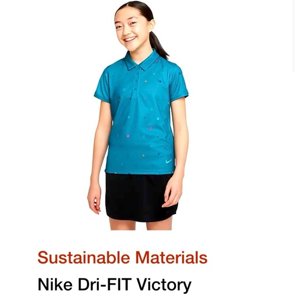 NEW Nike Dri-FIT Victory Big Kids' (Girls') Printed Golf Polo | Teal Print | Med - Picture 10 of 10